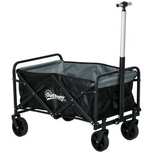 Carrinho de transporte aço, tecido oxford, plástico preto 77x50x63-93 cm