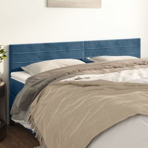 Cabeceira de cama 2 pcs veludo 90x5x78/88 cm azul-escuro