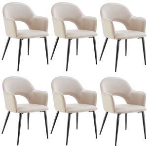 Conjunto de 6 cadeira de jantar sachel, aspecto veludo, estofada, 120 kg, c