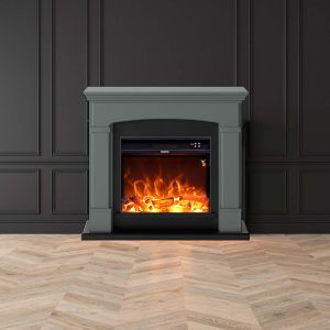 Lareira de chão dark grey com queimador de 1500w mpc camino siena