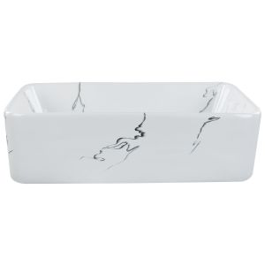 Lavabo sobre encimera de cerámica blanca efecto mármol 49 x 38 cm hopi
