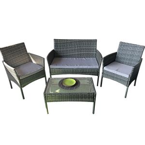 Sofá + mesa + 2 cadeiras de rattan pe. Móveis de jardim e terraço sfs, ratt