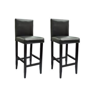 vidaXL taburetes de cocina 2 unidades cuero sintético negro