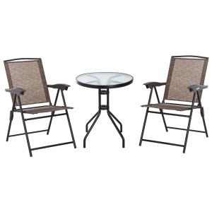 Conjunto móveis de jardim aço e textilene color marrón 82.5x54x90 cm