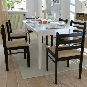 Cadeiras de jantar 6 pcs madeira maciça e veludo castanho pt8996
