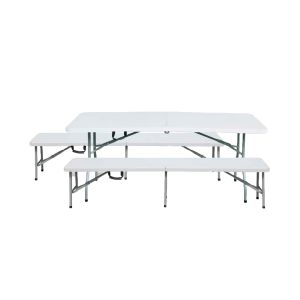 Conjunto de mesa dobrável com 2 bancos de 180cm catering 7house