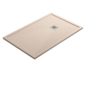 Base de duche em resina com aro de válvula e grelha | beige | 80 x 120cm