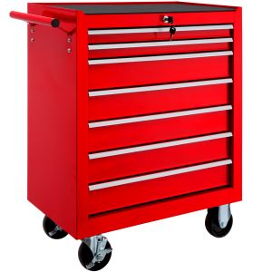 Carro de ferramentas com 7 gavetas, vermelho