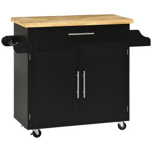 Carrinho de cozinha madeira de borracha, mdf 109x40x89cm Homcom