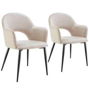 Conjunto de 2 cadeira de jantar sachel, aspecto veludo, estofada, 120 kg, c