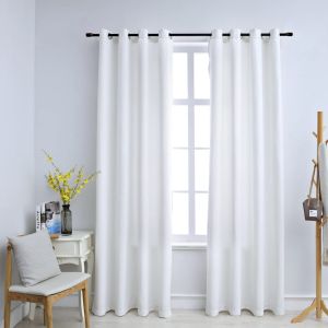 Cortinas blackout c/ argolas metal 2 pcs 140x175 cm branco sujo pt2421