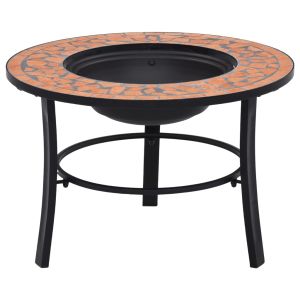 vidaXL brasero de mosaico cerámica terracota 68 cm