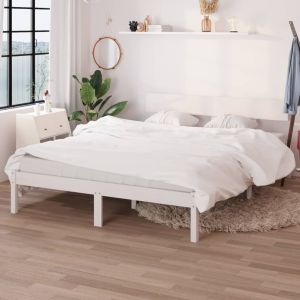 Cama 120x200 cm pinho maciço branco