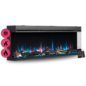 BALDERIA Lareira elétrica Athena 60" | empotável, LED, 2000W | preto