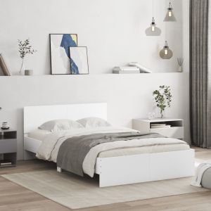 Cama com cabeceira 135x190 cm branco pt8672