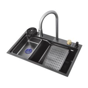 Lava loiça de cozinha SMART com torneira e acessórios, 75 x 45 x 23cm inox