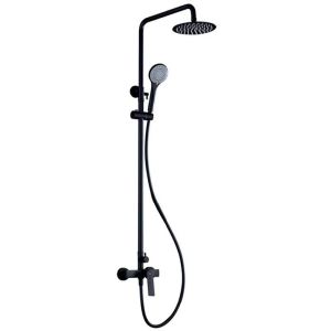 Conjunto de coluna de duche monocomando com barra extensível preto mate