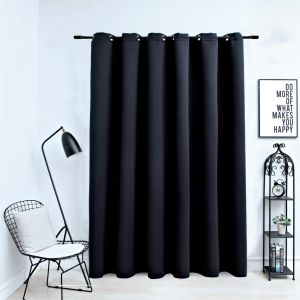 Cortina blackout com argolas em metal 290x245 cm preto pt3138