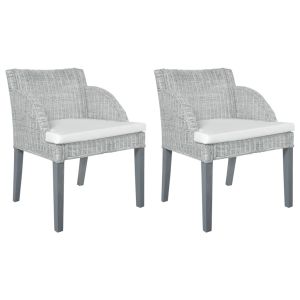 Cadeiras de jantar com almofadões 2 pcs vime natural cinzento ewg5289