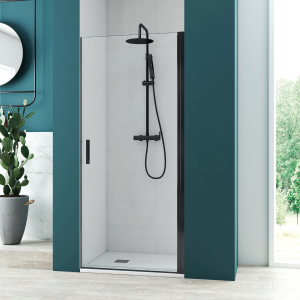 Cabina de duche com abertura frontal 75cm transparente perfil preto