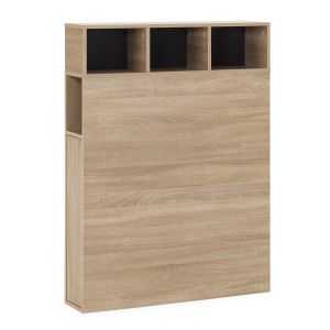Cabeceira de cama zeus 95 cm armazenamento carvalho, 2 portas e 9 furos
