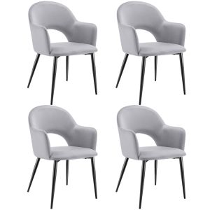 Conjunto de 4 cadeira de jantar sachel, aspecto veludo, estofada, 120 kg, c