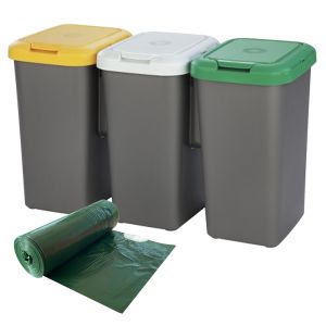 Well home lixeiras reciclagem com 3 compartimentos3x25l+20sacos de lixo30l