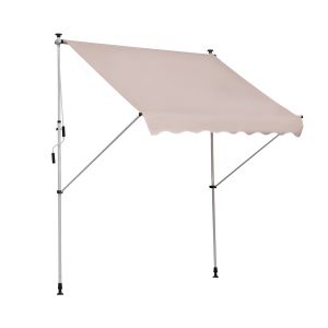 Toldo manual retrátil poliéster, alumínio e aço color beige