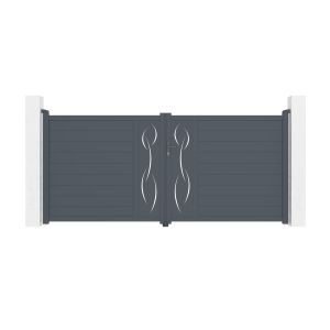 Portão de batente em aluminio 3,5m life 350b160 cinzento