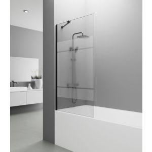 Painel fixo de banheira screen 150x85cm preto frost + braço ajustável