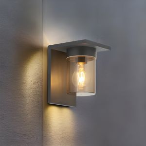 Cgc lighting luminária de parede externa lanterna cinza escuro difusor fumê