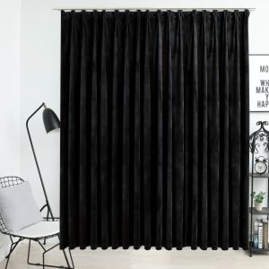 Cortina blackout com ganchos 290x245 cm veludo preto pt6990