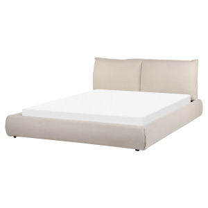 Cama de casal em tecido creme 160 x 200 cm vinay