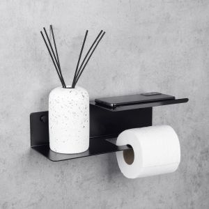 Daske suporte de papel higiênico adesivo preto esquerdo line flex
