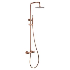 Coluna de duche extensível, ouro rosa escovado termostático