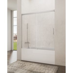 Resguardo banheira frontal+deslizante basic 160-165cm transparente cromado