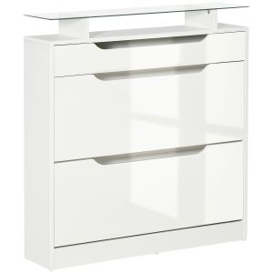 Móvel sapateiro melamina e mdf e vidro color blanco 89x23x96cm Homcom