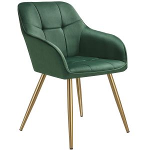 Por peça cadeira marilyn, aspeto de veludo, acolchoado, verde escuro/dourad