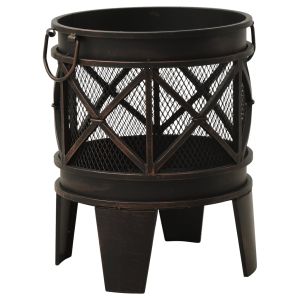 vidaXL brasero rústico con atizador acero φ42x54 cm
