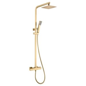 Coluna de duche extensível termostática em ouro escovado