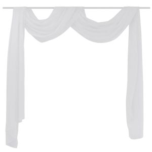 Cortina comprida em voile transparente 140 x 600 cm branco pt3795