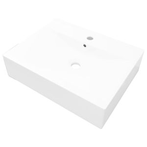 vidaXL lavabo de cerámica rectangular con orificio de grifo 60x46 cm