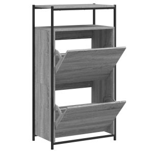 vidaXL zapatero de madera de ingeniería gris sonoma 60x34x112 cm