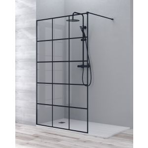 Paineis de duche fixo painel de duche | painel de grelha preto 110cm preto