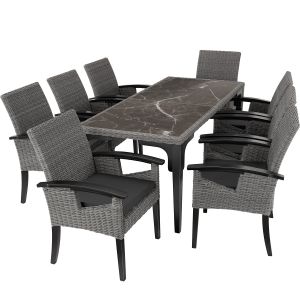 Mesa foggia rattan com 8 cadeiras rosarno