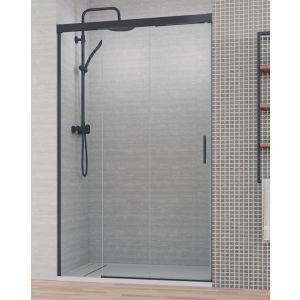 Frontal de duche de 3 vidros | preto 150 cm (adaptable 145,1-150cm)