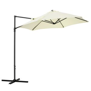 Chapéu de sol poliéster e aço color beige ø256x245cm Outsunny