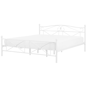 Cama de casal em metal branco 180 x 200 cm rodez