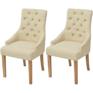 Cadeiras de jantar 2 pcs tecido cor creme ewg8566