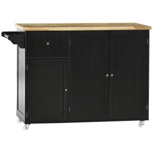 Ilha de cozinha madeira de borracha e mdf 135x45x94,5cm Homcom